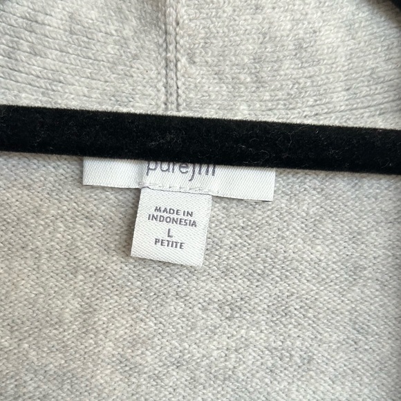 J.Jill Cardigan Gray Pockets Ribbed Contrast Cotton Blend Long Size Large petit - Picture 4 of 8